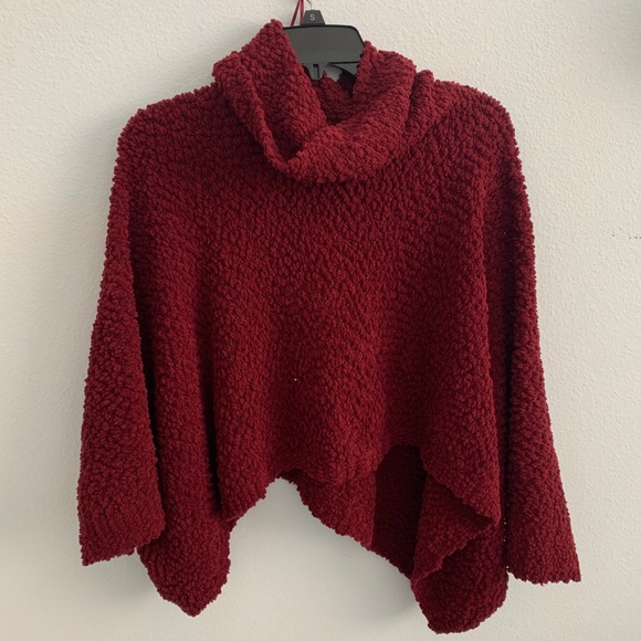 Maroon Cowl Neck Poncho - Picture 1 of 2